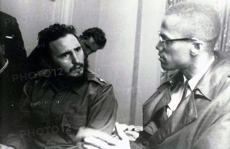 Photograph of Fidel Castro and Malcolm X