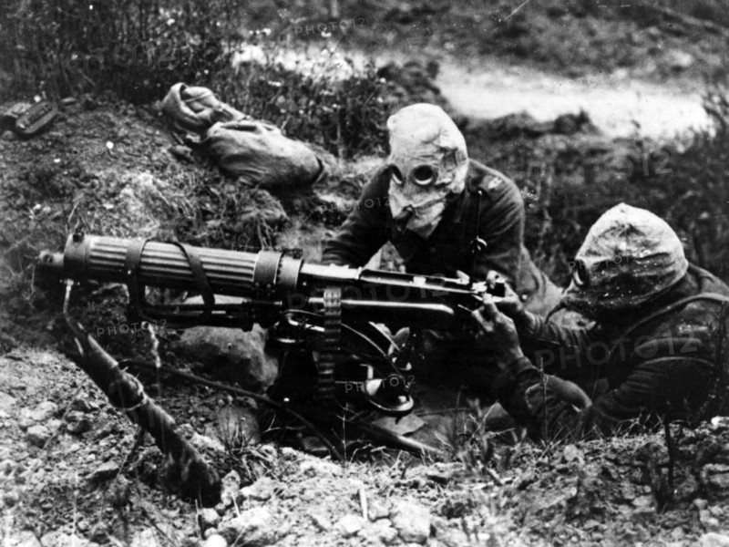 Photograph of Gas-Masked Men