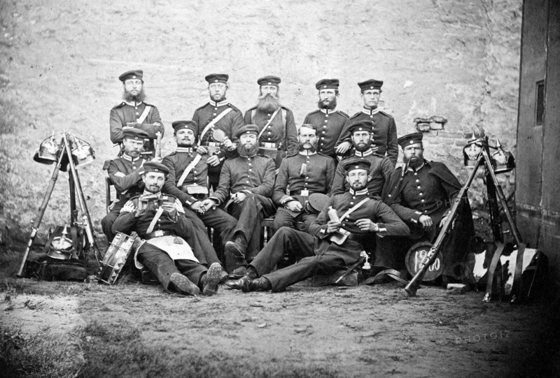 Prussian soldiers photographed during the Austro-Prussian war of 1866.