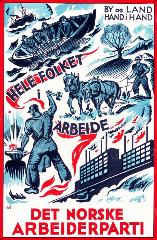 norwegian labour party poster from the nineteen thirties