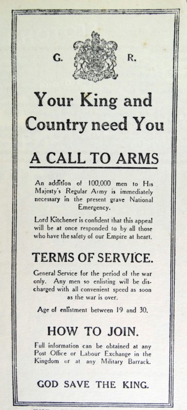 Advert for recruitment of soldiers for the British army