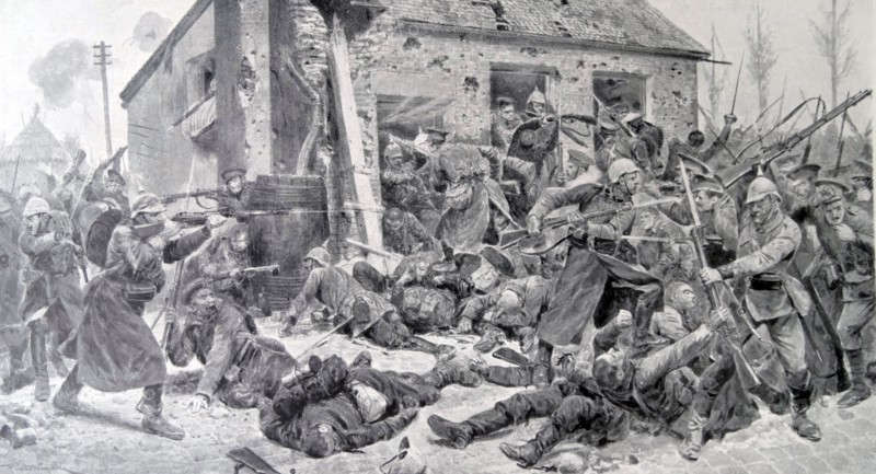 Hand to hand fighting as British soldiers