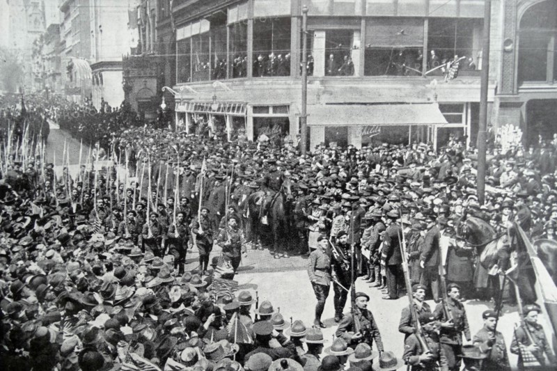 French soldiers visit New York as part of the effort to win support for america's entry to WWI