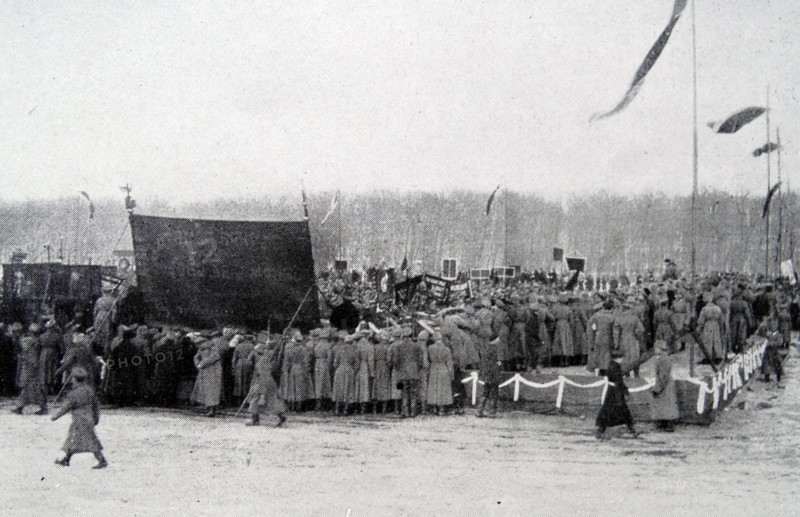 Russian soldiers at a military funeral during WWI