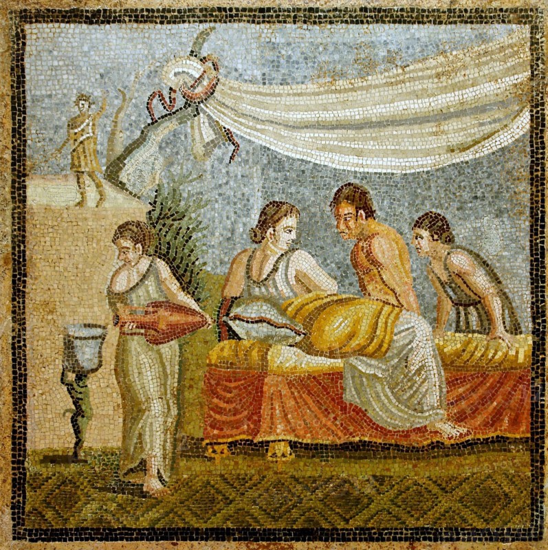 Roman mosaic showing a love scene