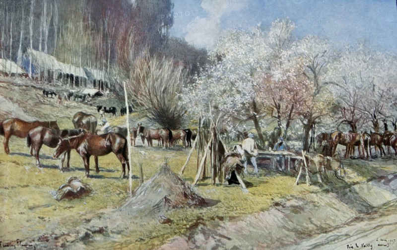 French cavalry camp at Vailly, near Craonne, WWI