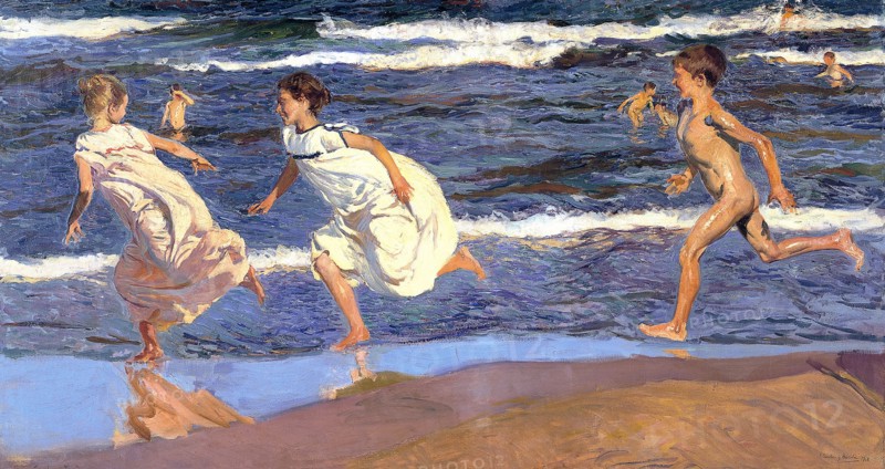Joaquín Sorolla 'Running Along the Beach', 1908, oil on canvas