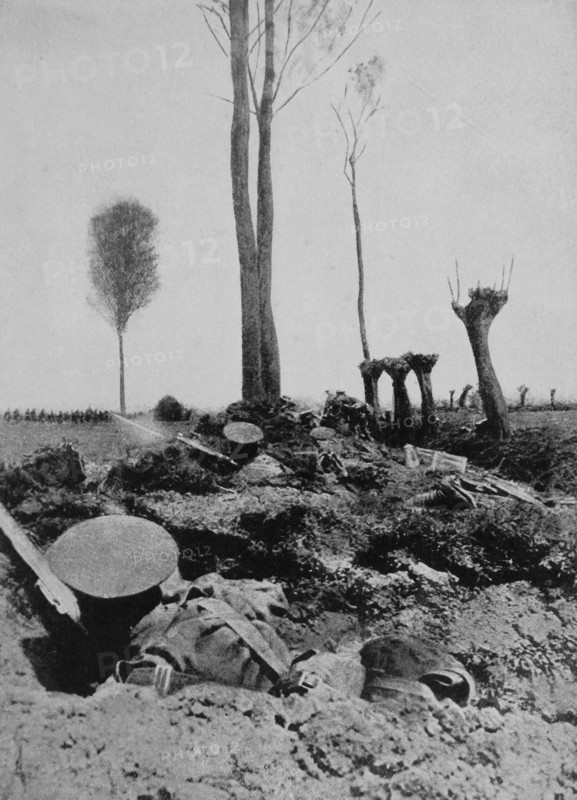 British infantry shelter in trenches during the Second Battle of Ypres