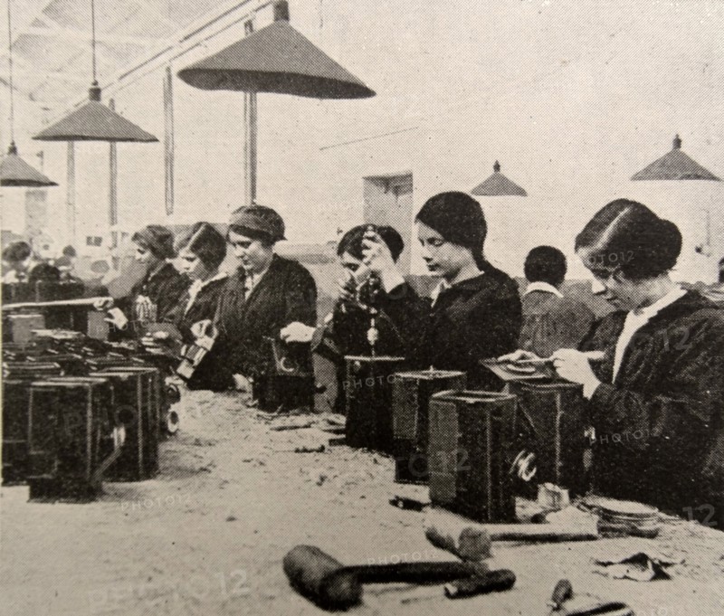 Women doing war work. Assembling naval signal lamps;   England during WWI 1916