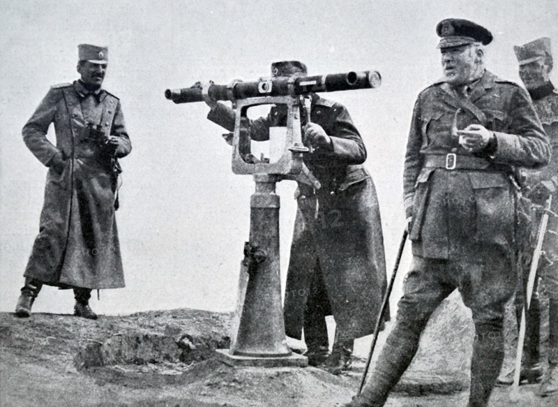 Prince Alexander of Serbia with Rear Admiral Troubridge near Belgrade 1915