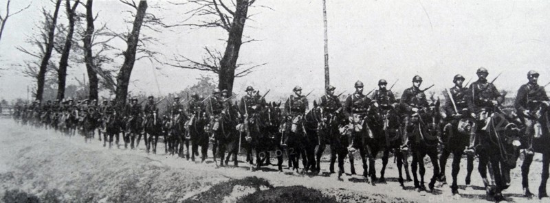Belgian soldiers on their way to battle;   during WWI 1914