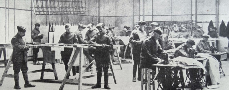Royal Flying corps assemble aircraft at Farnborough