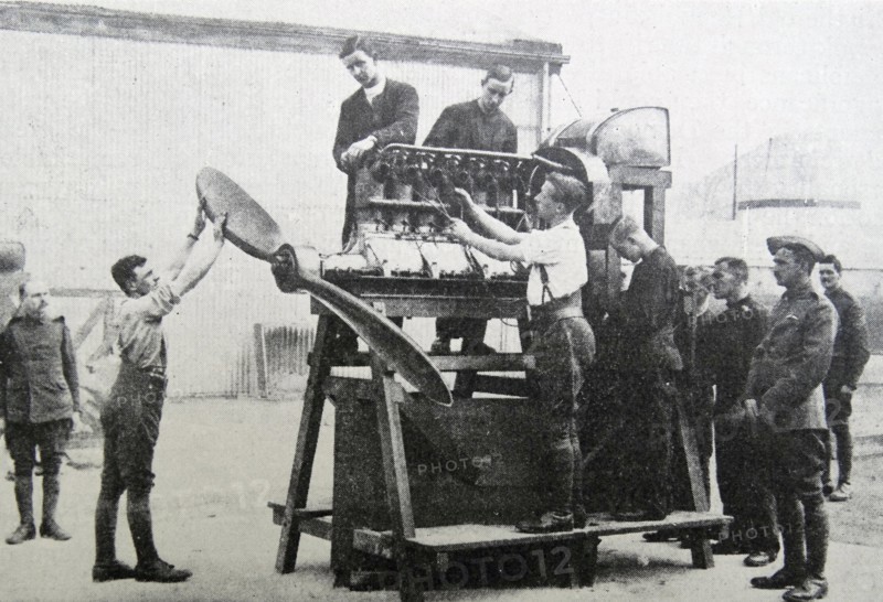 Royal Flying corps assemble aircraft at Farnborough