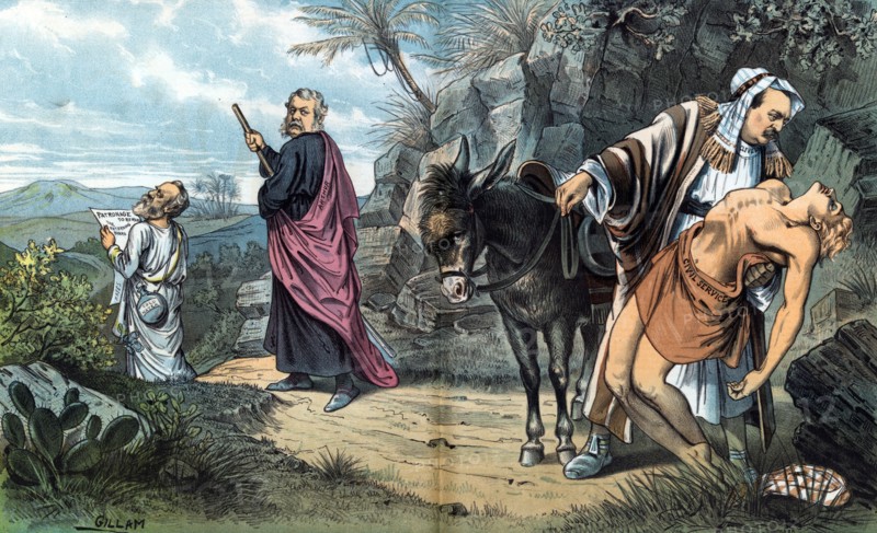 Rutherford B. Hayes, Chester A. Arthur, and Grover Cleveland as pilgrims