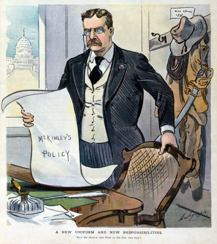 Theodore Roosevelt taking over the duties of president