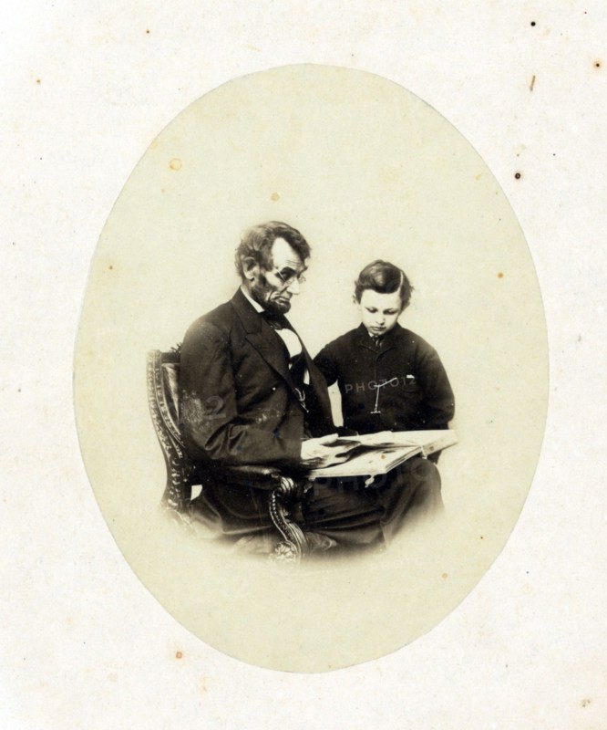 Abraham Lincoln with his son, Tad