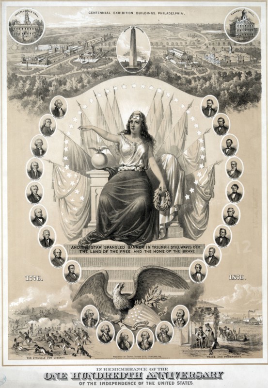 Commemorative print of one hundred years of independence in the USA
