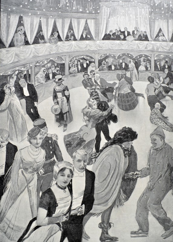 Engraving of an Ice Carnival at Niagara