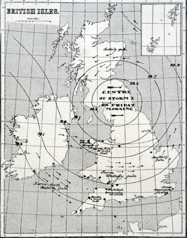 Chart Recording the Cyclonic Character of Friday's Gale