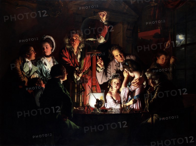 Painting titled "An Experiment on a Bird in the Air Pump"