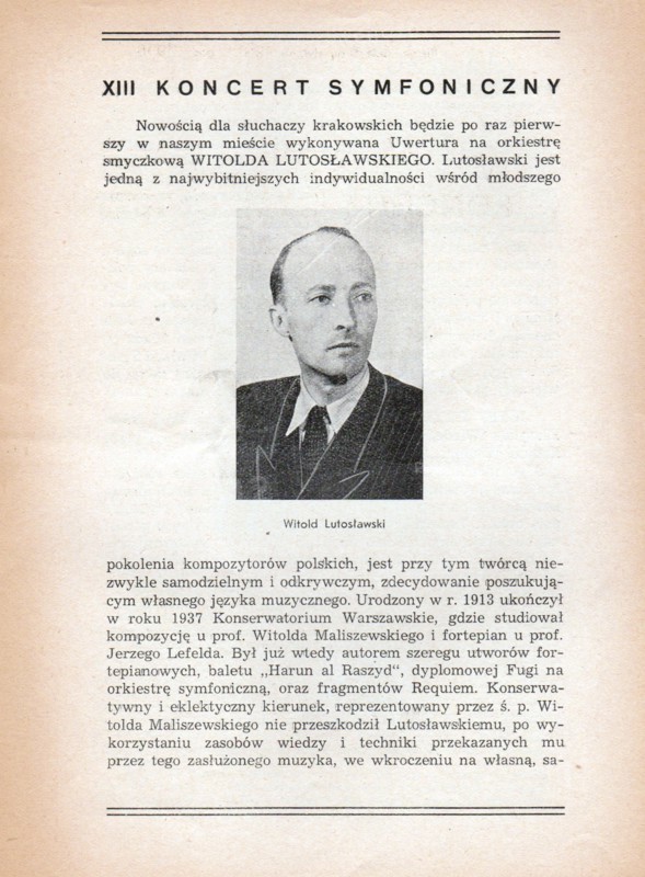 Engraving of Witold Lutoslawski