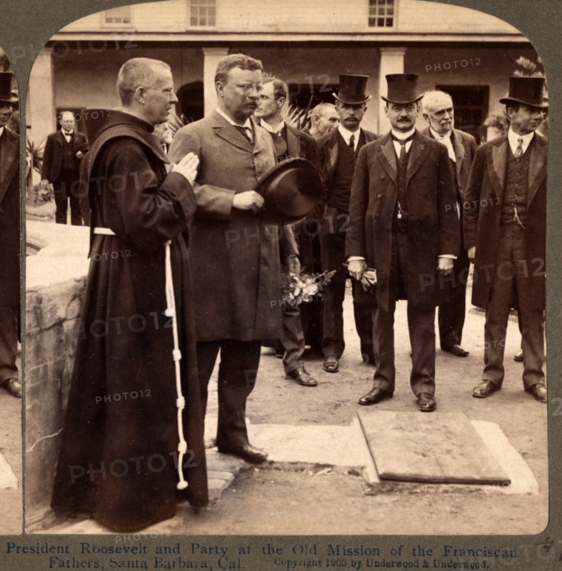 President Roosevelt and party at the Old Mission of the Franciscan Fathers