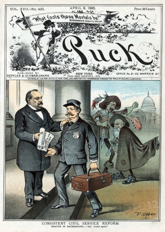 President Cleveland handing a paper to Henry Pearson