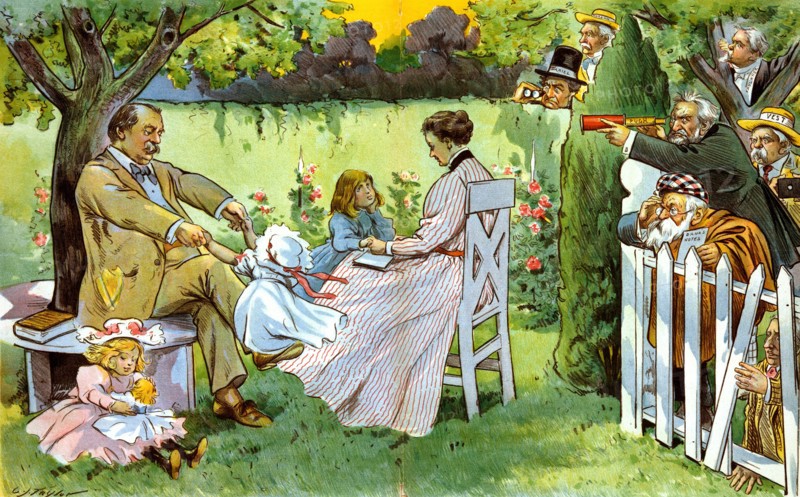 President Cleveland and his wife playing with their children