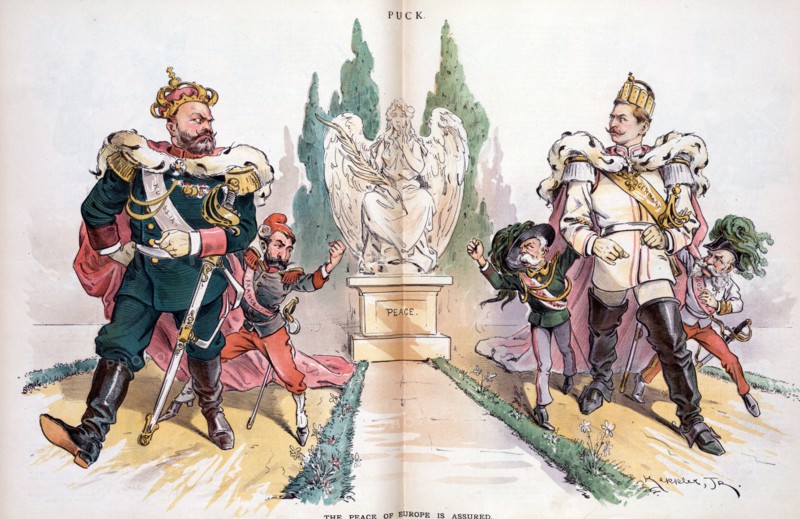 Alexander III, labelled 'Russia', looking at Wilhelm II, labelled 'Germany'