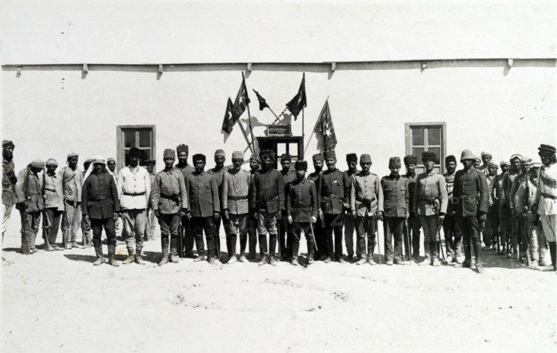 Photograph of Military staff at Magdabah, captured in the British raid