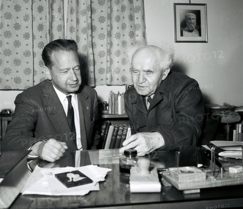 Photograph of Mr. Dag Hammarskjöld and Prime Minister Ben Gurion
