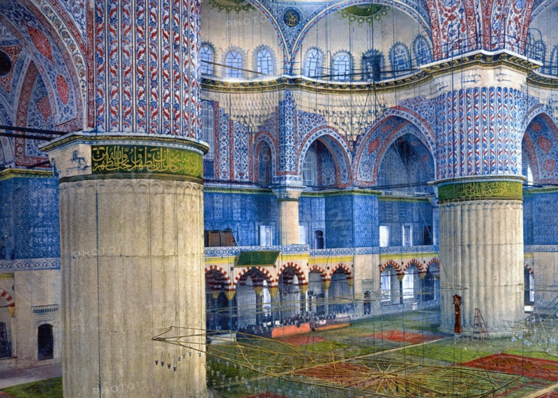 Painting of the interior of the Mosque of Sultan Ahmed I