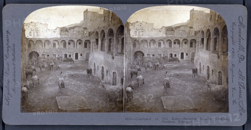 Stereograph of a Courtyard of old Kahn