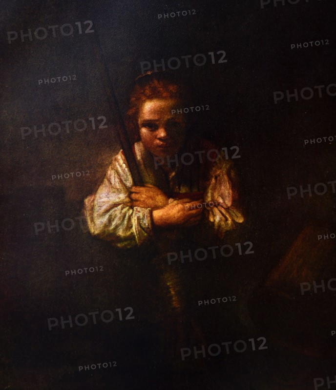 Painting titled 'Girl with a Broom'