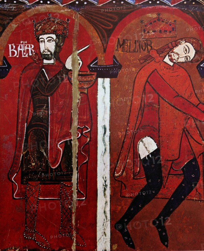 Fresco titled 'The Virgin between the Prophets the Magi Balthazar.
