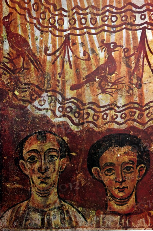 Fresco from San Quirce of Pedret Eucharist scene.