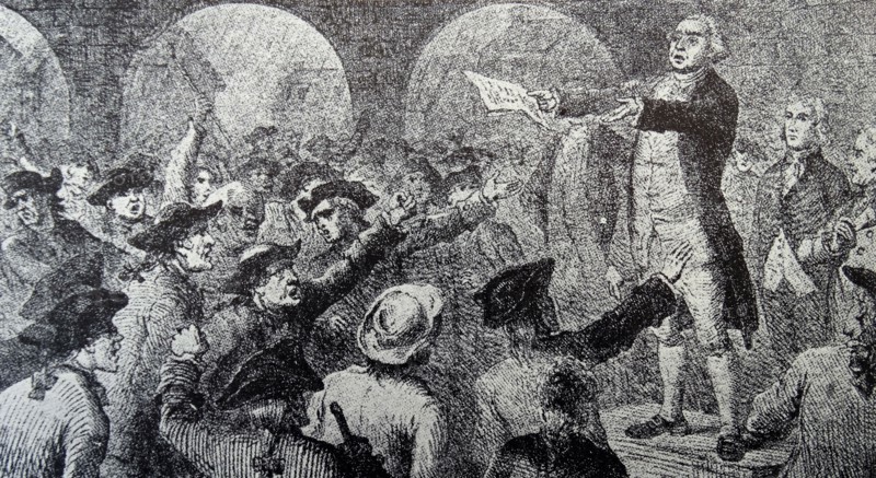 Engraving depicting the Great Tea meeting.
