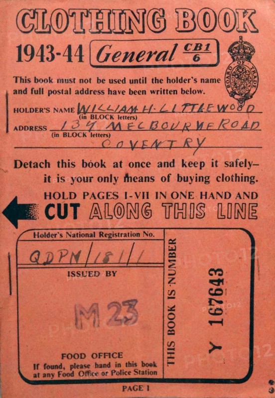 WWII British Clothing ration book 1944