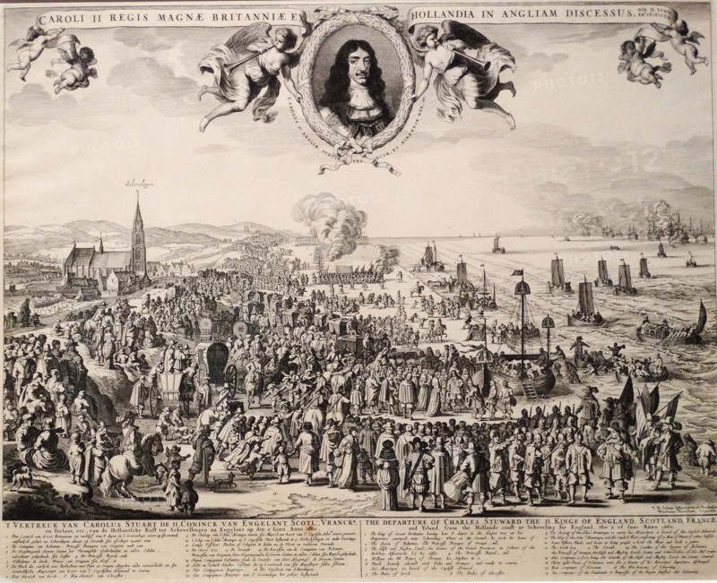 Engraving of the Departure of Charles II from Scheveningen