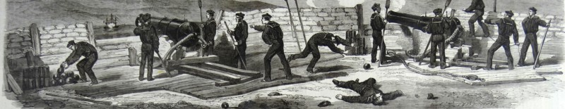 Engagement between the 'Bourbonnais' Neapolitan steam-gun battery; Faro.