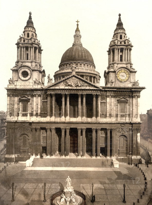 Hand coloured photograph of St Paul's Cathedral