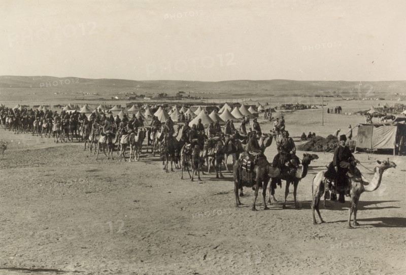 Photograph of the Turkish army Camel Corps at Beersheba
