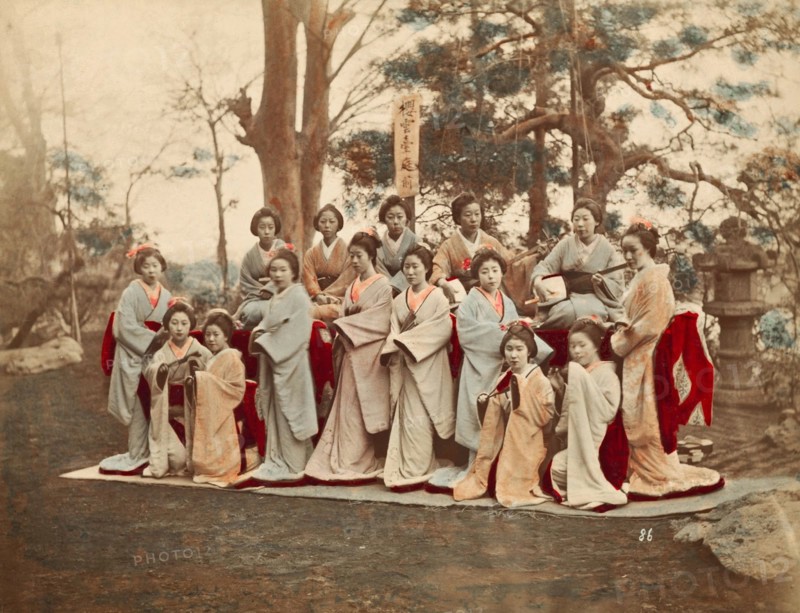 Colour photograph of female Japanese entertainers