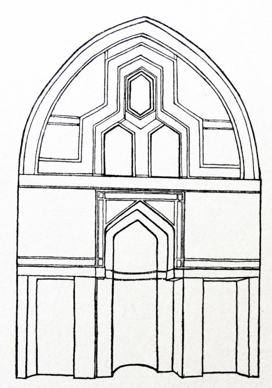 Sketch of the Mihrab wall from the tomb of Mustafa Pasha