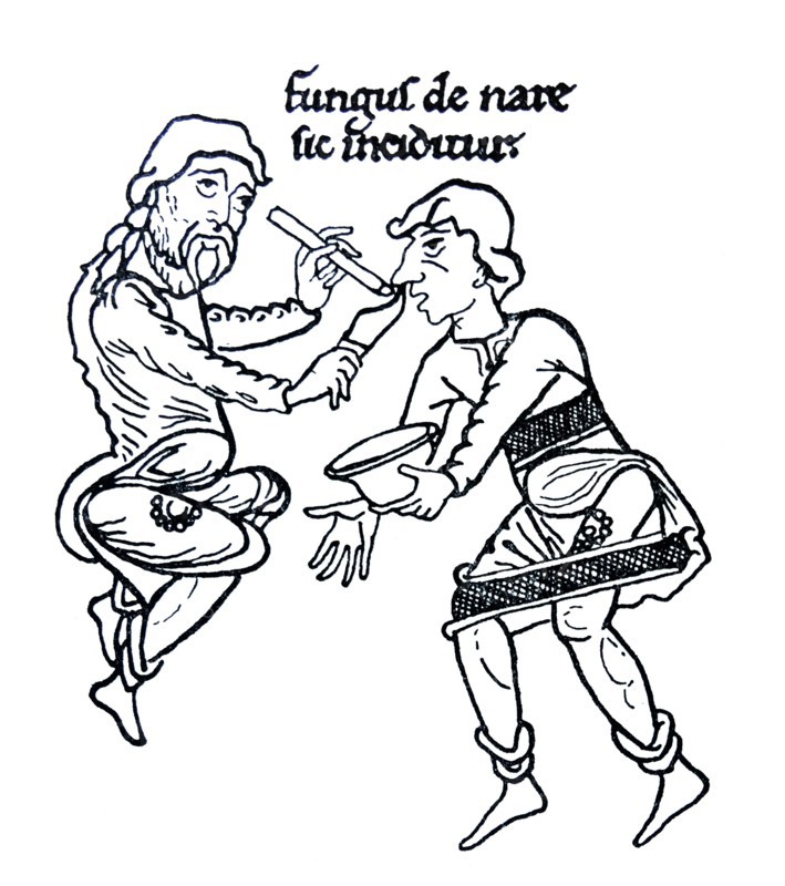 Drawing of the mediaeval treatment of a nasal affliction