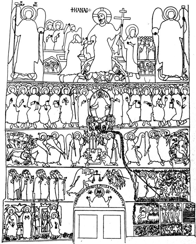 Line drawing of a fresco from Torcello