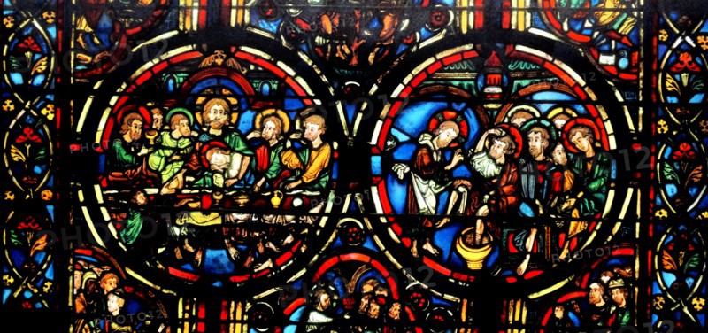 window from the Ambulatory at Bourges Cathedral, France. Shows the Passion of Christ