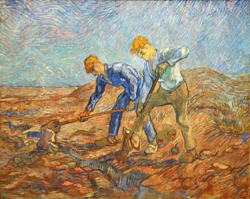 Two Peasants Digging by Vincent Van Gogh