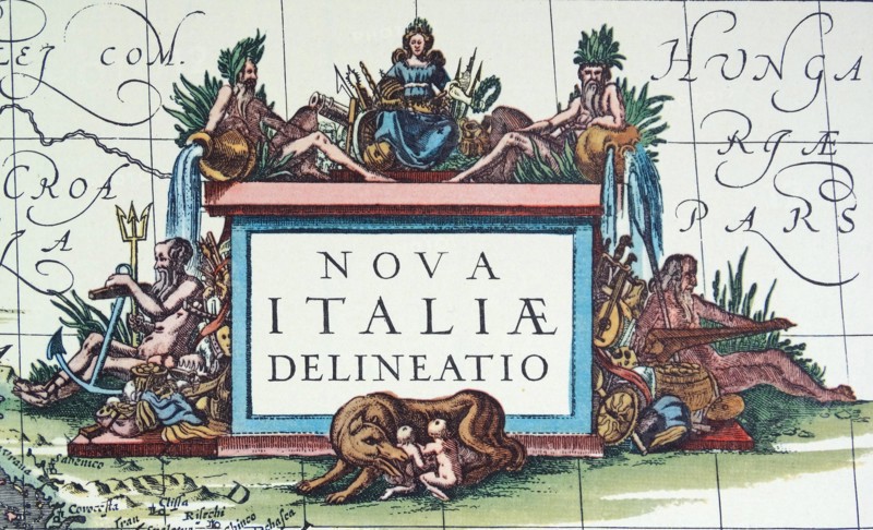 Mythological and allegorical figures including Romulus and Remus.