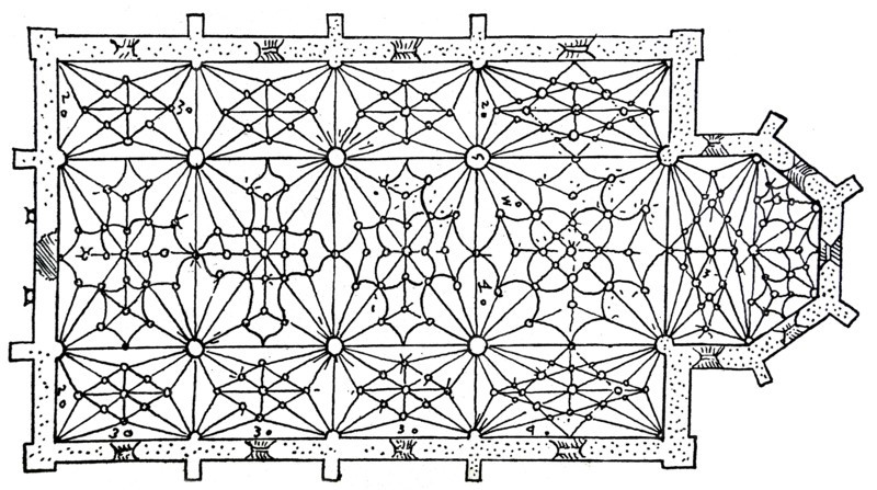 Vaulting pattern similar to that used by Spanish architect Rodrigo Gil de Hontañón